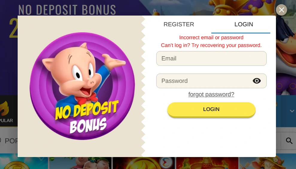Beep Beep Casino login a přihlášení k hráčskému účtu